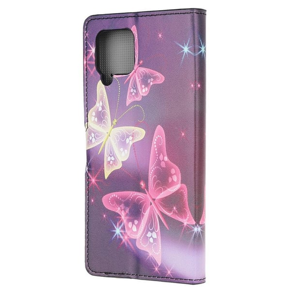 Lompakkokotelo Samsung Galaxy A42 - Lila / Perhoset
