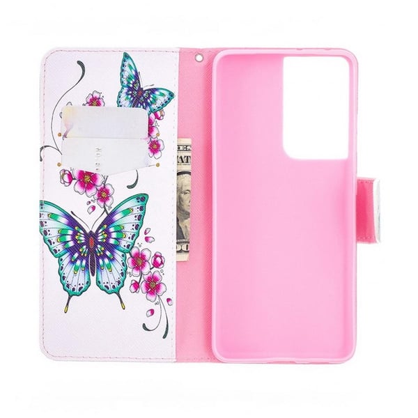 Pung Etui Samsung Galaxy S21 Ultra – Sommerfugle og Blomster