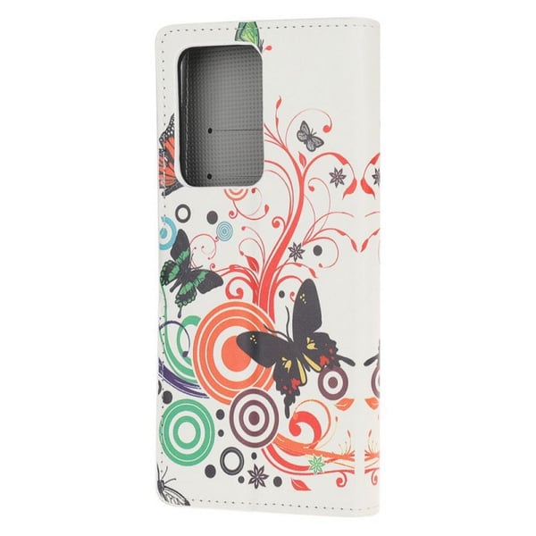 Pung Etui Samsung Galaxy S21 Ultra - Hvid med Sommerfugle