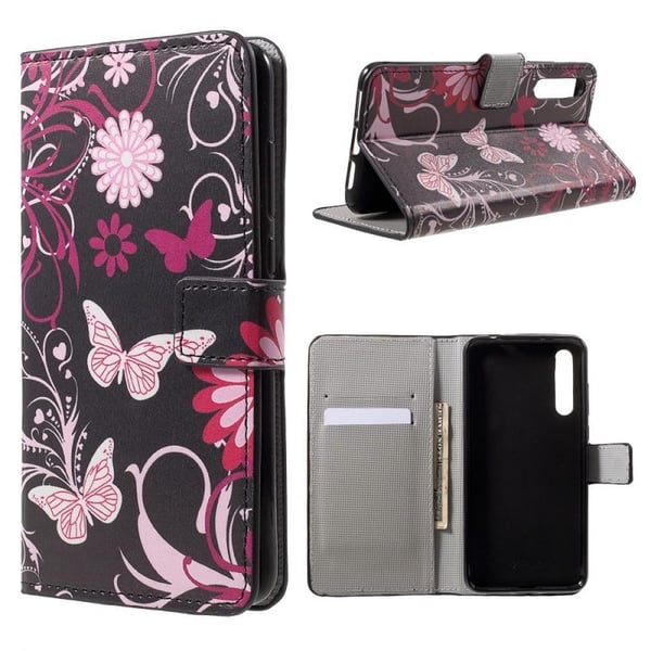 Pung Etui Sony Xperia 5 II - Sort med Sommerfugle