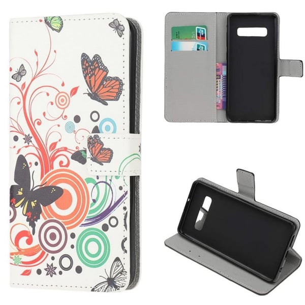 Pung Etui Samsung Galaxy S10 - Hvid med Sommerfugle