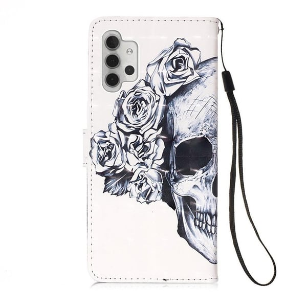 Pung Etui Samsung Galaxy A32 5G – Dødningehoved / Roser