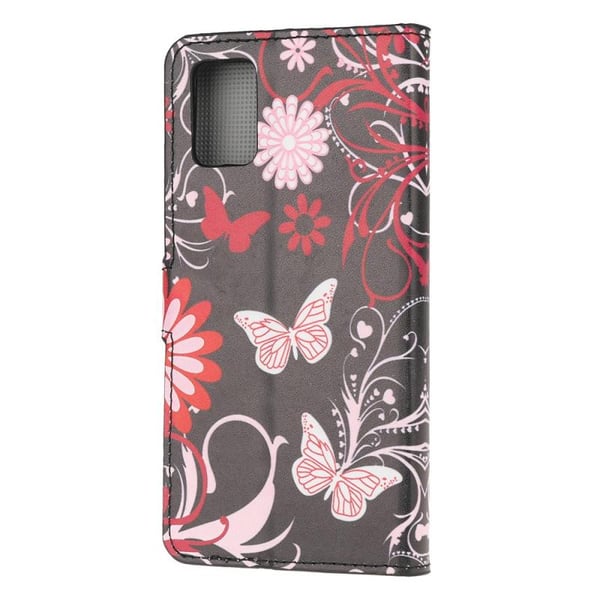 Pung Etui Samsung Galaxy A02s - Sort med Sommerfugle
