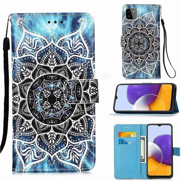 Pung Etui Samsung Galaxy A22 5G - Blå Mandala