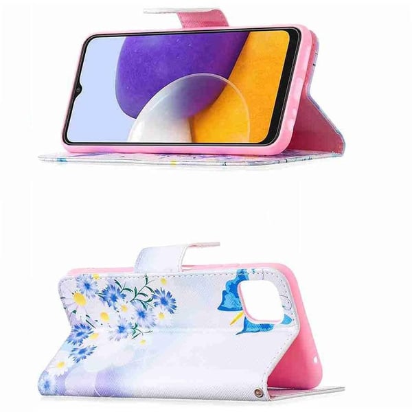Pung Etui Samsung Galaxy A22 5G – Sommerfugle og Blomster