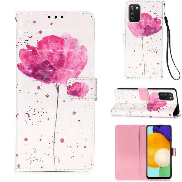 Pung Etui Samsung Galaxy A03s – Rosa Blomst