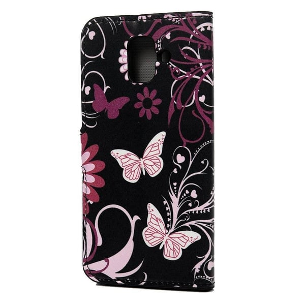 Pung Etui Samsung Galaxy A8 (2018) – Sort med Sommerfugle