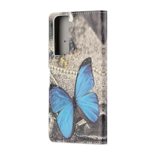 Pung Etui Samsung Galaxy S22 Plus - Blå Sommerfugl