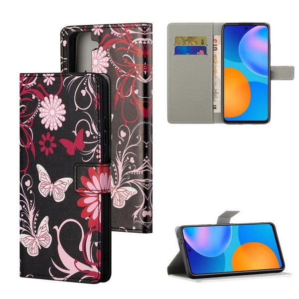 Lompakkokotelo Samsung Galaxy S22 Plus - Musta perhosilla