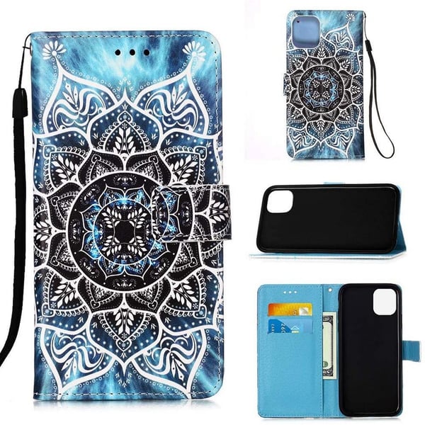 Lompakkokotelo iPhone 14 - Sininen Mandala