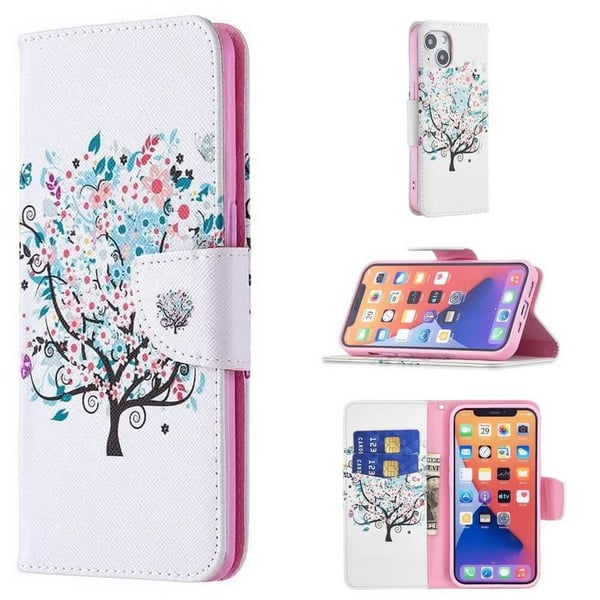 Pung Etui iPhone 14 Plus – Farverigt Træ