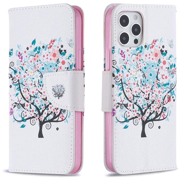 Lompakkokotelo iPhone 14 Pro Max - Värikäs Puu
