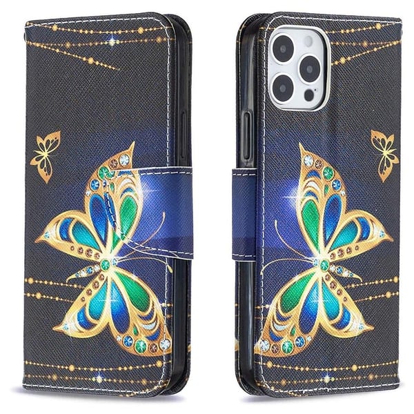Plånboksfodral iPhone 14 Pro Max – Guldfjäril