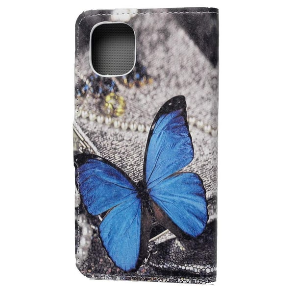 Lompakkokotelo iPhone 14 Pro - Sininen Perhonen