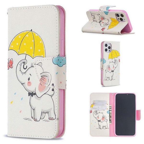 Pung Etui iPhone 14 Pro – Elefant med Paraply