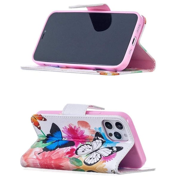 Pung Etui iPhone 14 Pro – Farverige Sommerfugle
