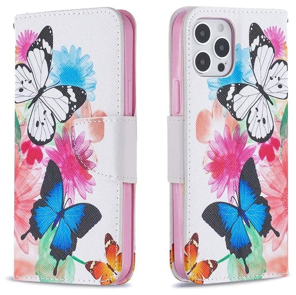 Pung Etui iPhone 14 Pro – Farverige Sommerfugle