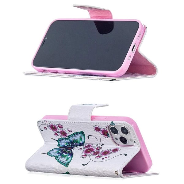 Pung Etui iPhone 14 Pro – Sommerfugle og Blomster
