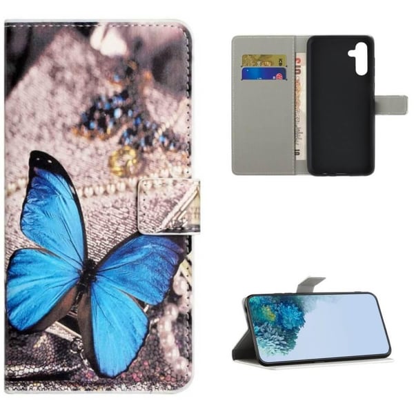 Pung Etui Samsung Galaxy A14 - Blå Sommerfugl