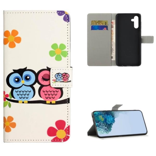 Pung Etui Samsung Galaxy A14 - Ugler & Blomster