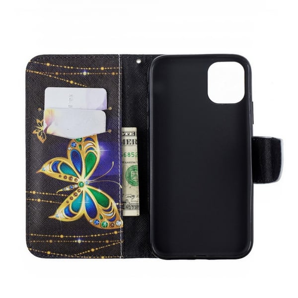 Lompakkokotelo iPhone 15 - Kultainen Perhonen