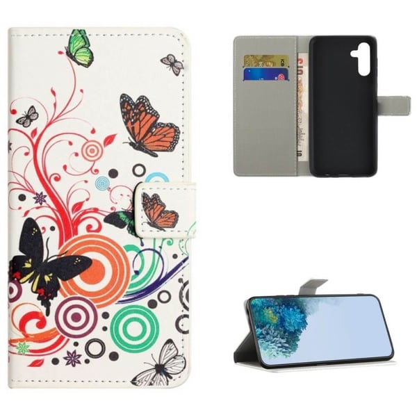 Pung Etui Samsung Galaxy S23 - Hvid med Sommerfugle