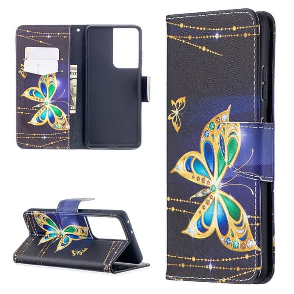 Pung Etui Samsung Galaxy S23 Ultra - Guldsommerfugl Pung Etui Samsung Galaxy S23 Ultra - Guldsommerfugl