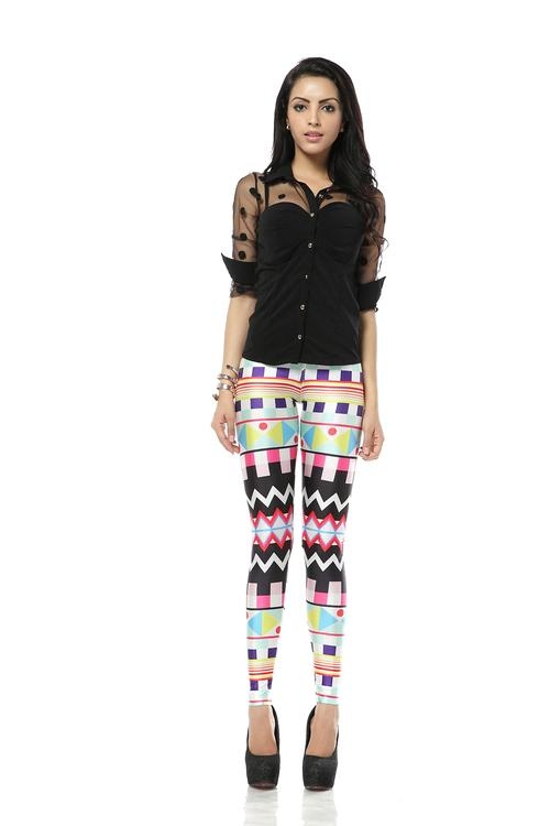 Färgglada Mönstrade Aztec Leggings