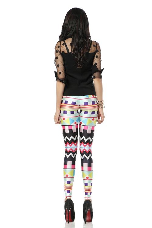 Färgglada Mönstrade Aztec Leggings