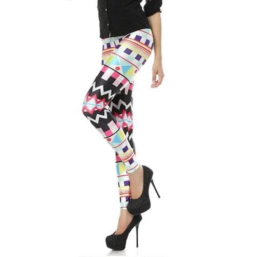 Färgglada Mönstrade Aztec Leggings
