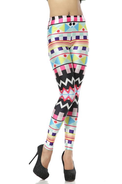 Färgglada Mönstrade Aztec Leggings