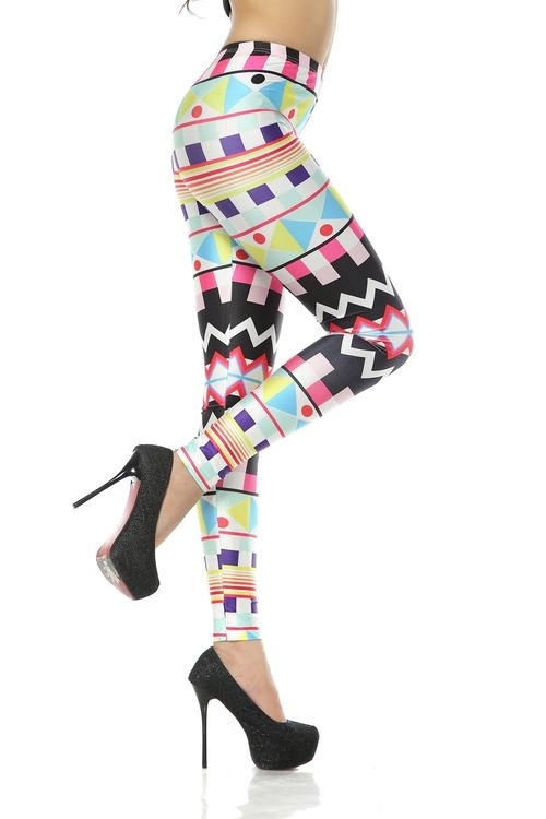 Färgglada Mönstrade Aztec Leggings