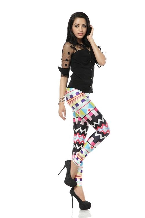 Färgglada Mönstrade Aztec Leggings