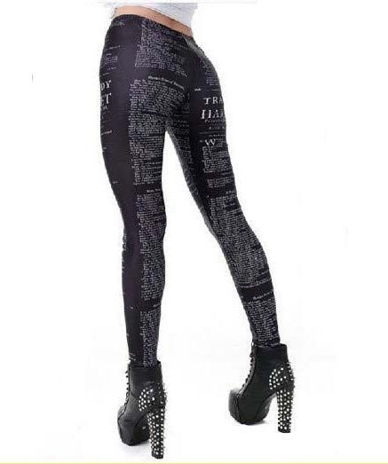 Mönstrade leggings med text