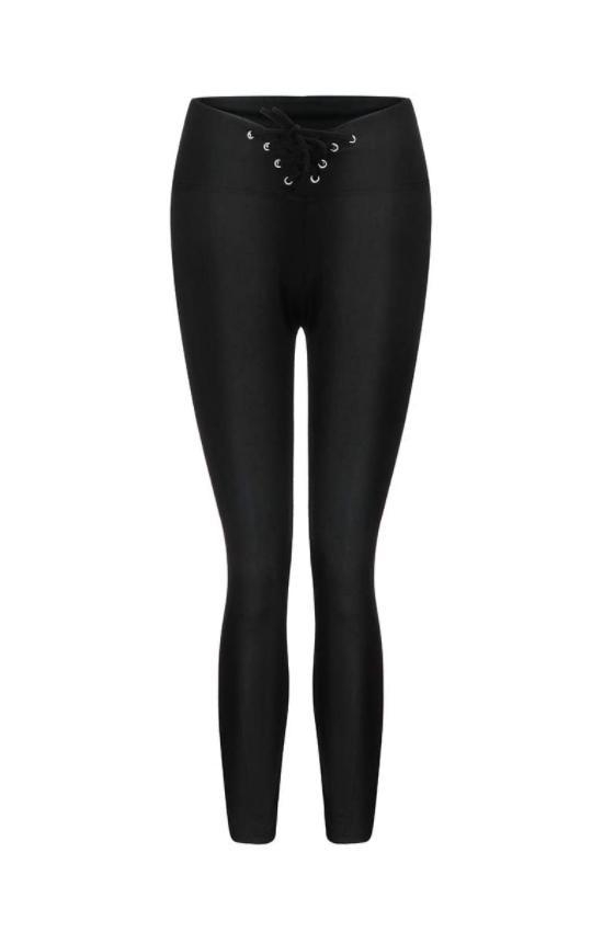 Svarta Leggings med snörning i midjan