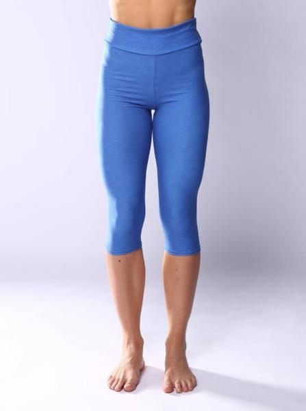 Blå capri leggings i mjukt borstat material S/M