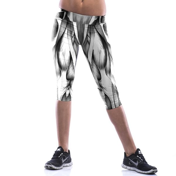 Vit Svarta Capri Leggings med Muskler