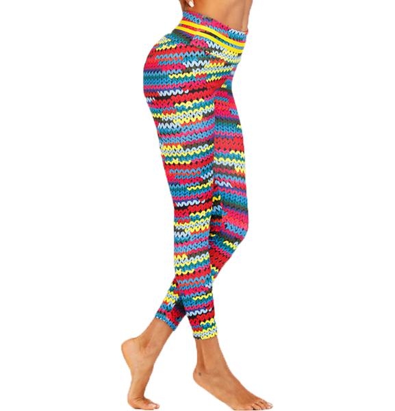Stickmönstrade Yoga Leggings Large