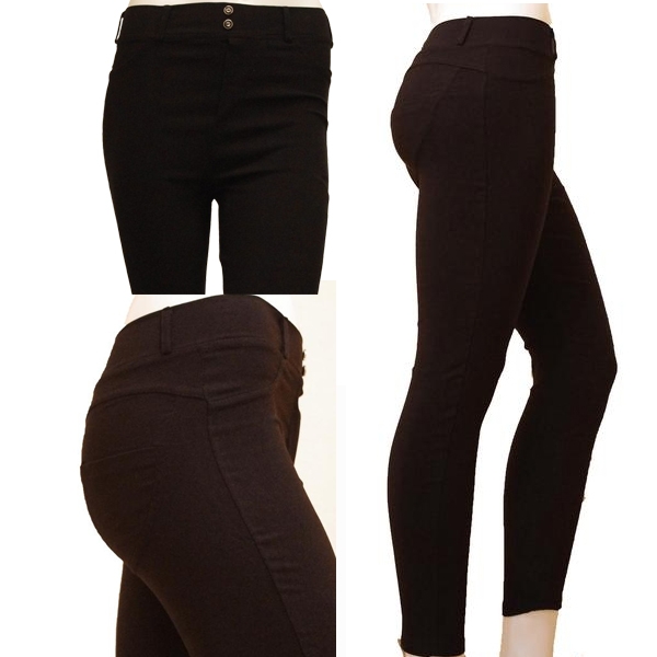 Svarta Stretchiga Slim Leggings som formar rumpan