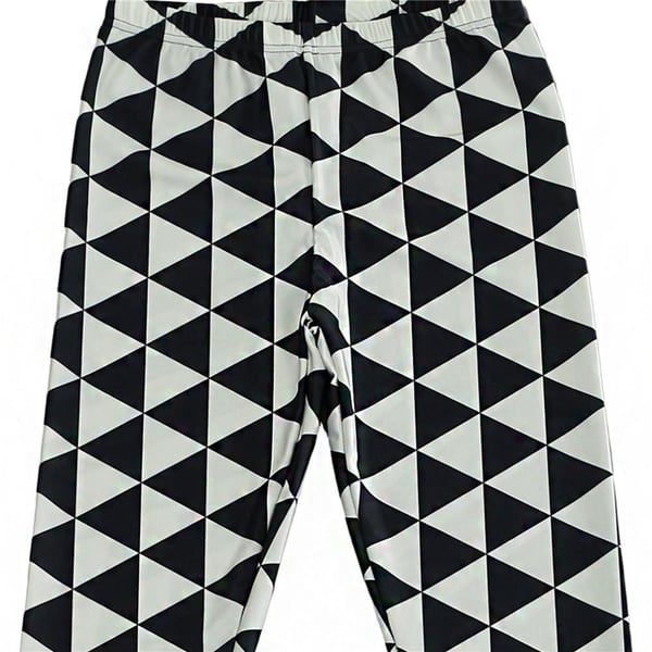 Svart Vit Triangel Leggings