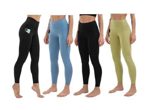 Leggings med Hög Midja och Fickor Grön Blågrå Svart