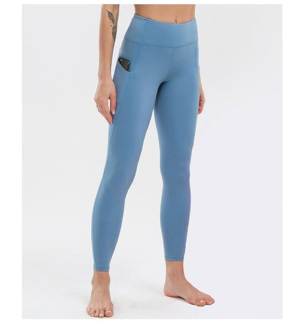 Leggings med Hög Midja och Fickor Grön Blågrå Svart