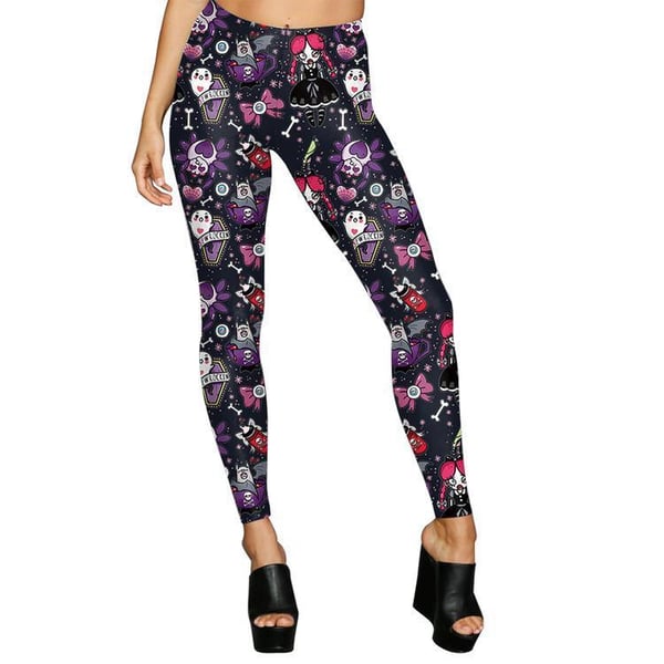 Svarta Leggings med figurer