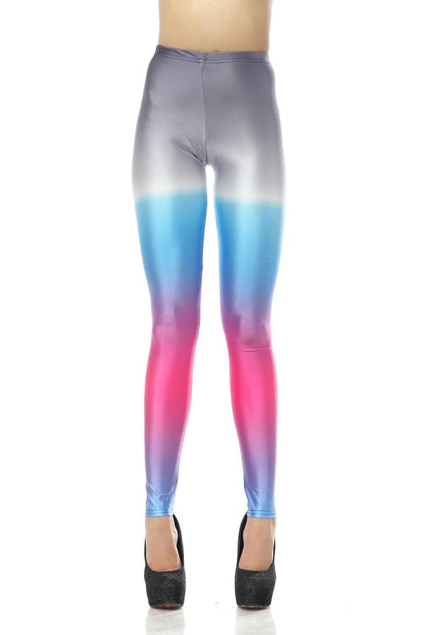 Grå Rosa Blå Melerade Leggings
