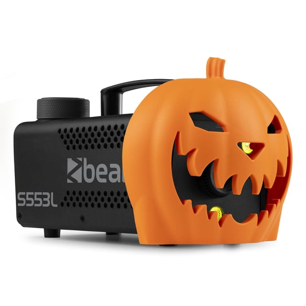 Halloweendekor och rökmaskin - allt i ett. BeamZ Halloween Rökmaskin med Pumpa - 3x RBG lysdioder och trådlös fjärrkontroll - S553L