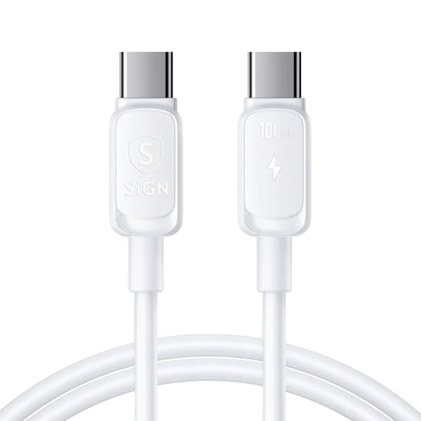 SiGN USB-C till USB-C Kabel 1.2m 100W - Vit