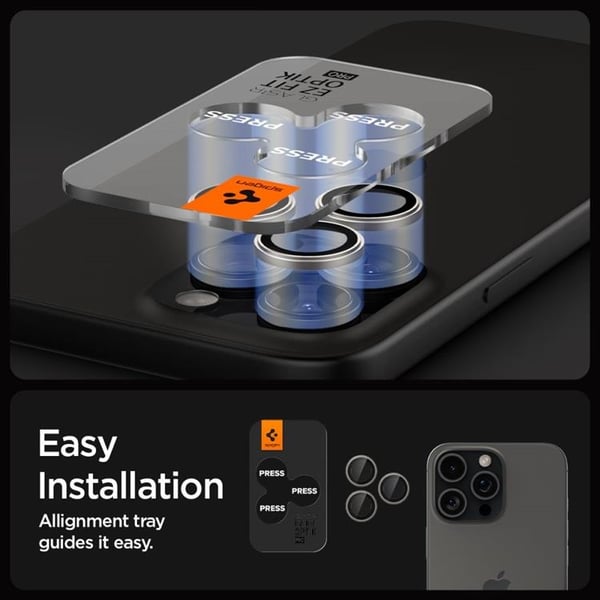 Spigen [2-Pack] iPhone 15 Pro/15 Pro Max Kameralinsskydd i Härdat Glas