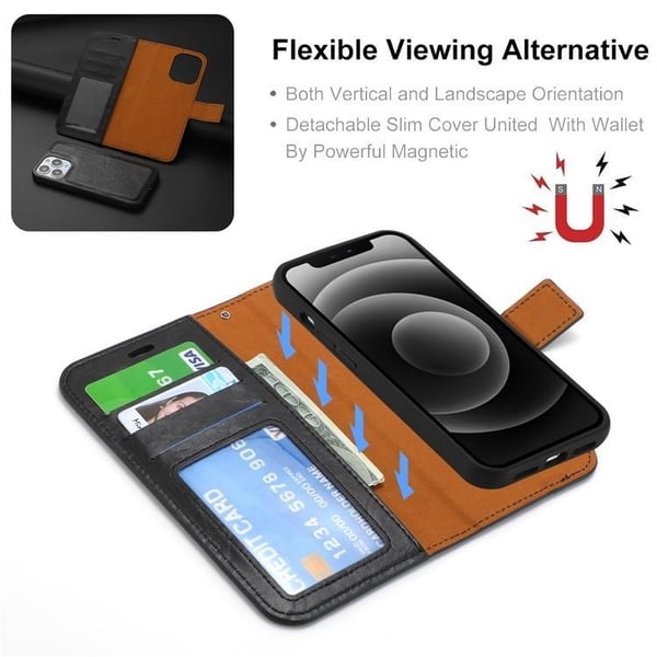 iPhone 15 Pro Plånboksfodral 2-in-1 Detachable - Röd