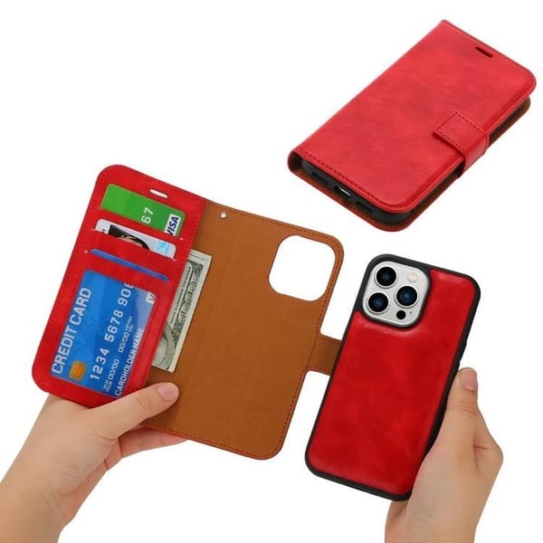 iPhone 15 Pro Max Plånboksfodral 2-in-1 Detachable - Röd