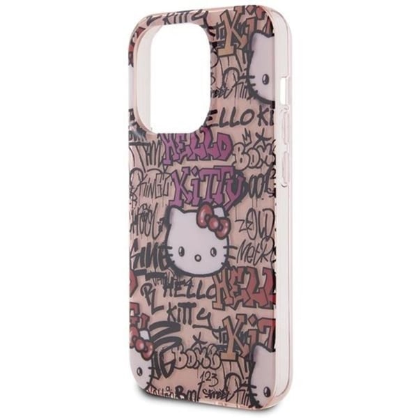 Hello Kitty -puhelinkuori iPhone 15 Pro IML Tags Graffiti - Vaaleanpunainen